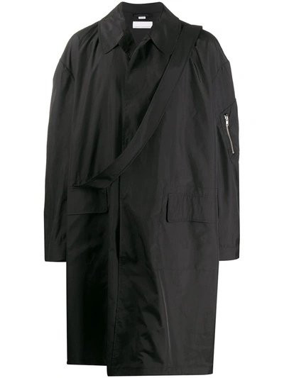 Random Identities Oversized Trench Coat In Black