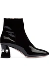 Miu Miu Crystal-heeled Booties In Black