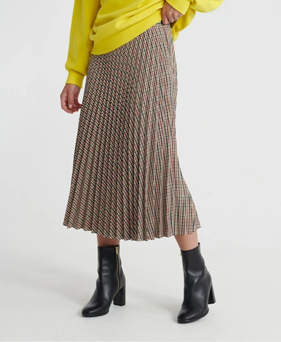 Superdry Parker Check Skirt In Brown