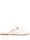 Tod's Double-t Backless Leather Loafers In White