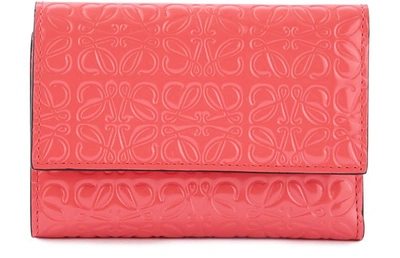 Loewe Small Vertical Logo Wallet In Poppy Pink