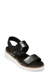 Cole Haan Zerogrand Global Leather Sport Slingback Sandals In Black Optic White