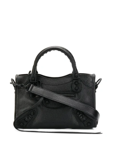 Balenciaga Metallic Edge Mini City Leather Satchel Bag In Black