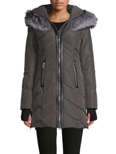 Nicole Benisti Fox Fur-trim Puffer Jacket In Grey