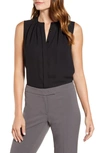 Anne Klein Pleated Sleeveless Blouse In Anne Black