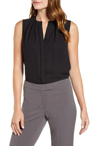 Anne Klein Pleated Sleeveless Blouse In Anne Black