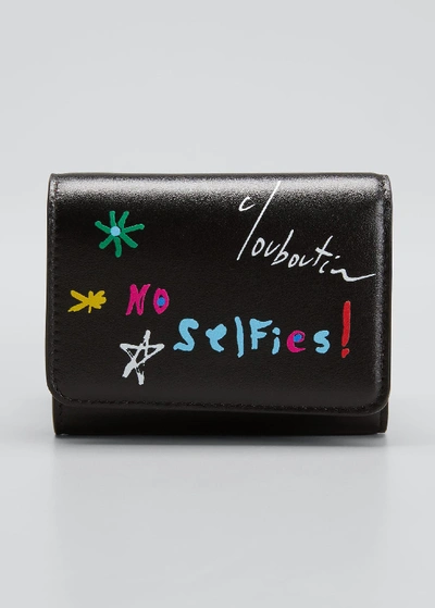 Christian Louboutin No Selfies Script Leather Wallet In Black Pattern