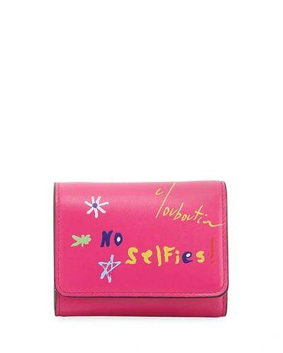 Christian Louboutin No Selfies Script Leather Wallet In Pink Pattern