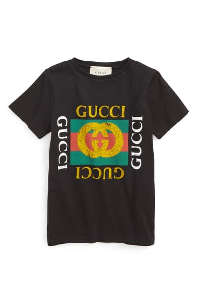 Gucci Kids' Black Cotton Jersey T-shirt In Nero