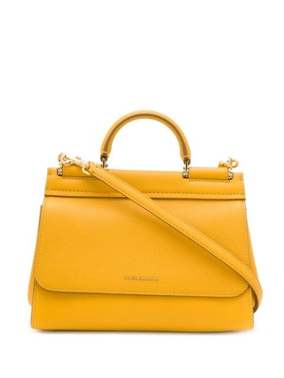 Dolce & Gabbana Small Miss Sicily Leather Handbag In Yellow