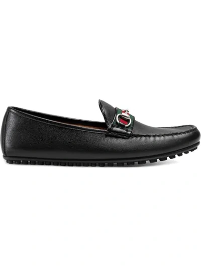 Gucci Men's Leather Loafers Moccasins  Mir Soft In Black