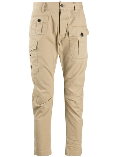 Dsquared2 Asymmetric Flap Pockets Trousers In Neutrals