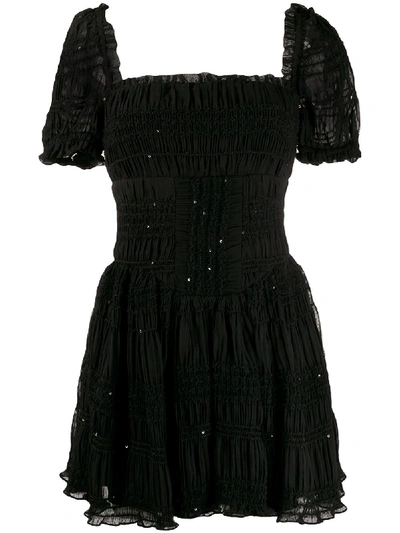 Self-portrait Square Neck Sequin-embellished Dress In Black