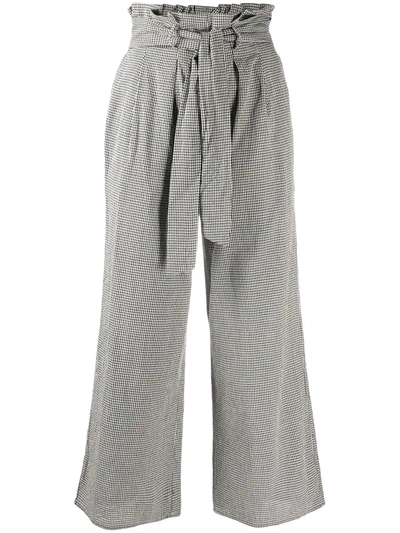 Mara Hoffman Arianna Gingham Wide Leg Pants In White Black