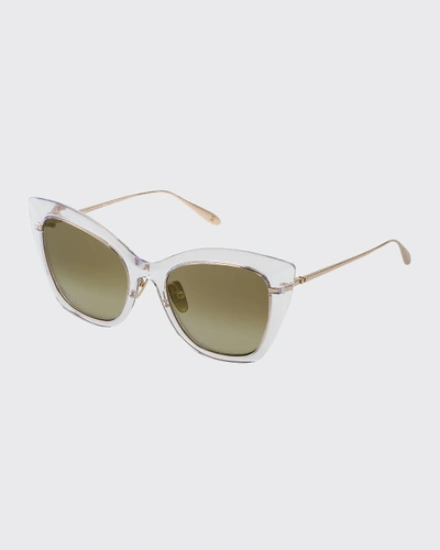 Carolina Herrera Titanium Cat-eye Sunglasses In Gold