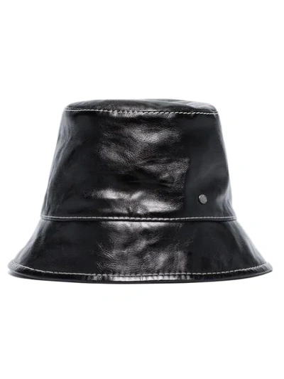 Maison Michel Black Souna Leather Bucket Hat