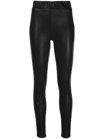 L Agence Rochelle Fitted High-rise Coated Leggings In Nero