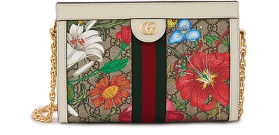 Gucci Ophidia Flora Pouch In Beige Ebony Multi