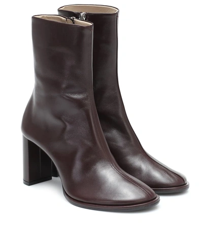 The Row Teatime 85 Burgundy Leather Ankle Boots In Black