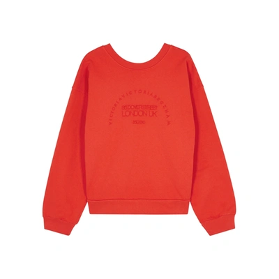 Victoria Victoria Beckham Red Logo-embroidered Cotton Sweatshirt