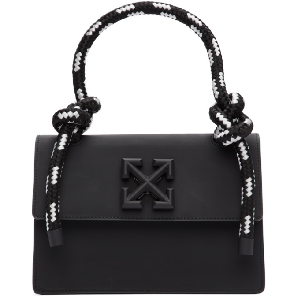 Off-white Jitney 1.4 Black Rubberised Leather Top Handle Bag | ModeSens