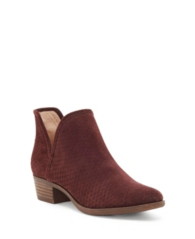 Lucky Brand Baley Perforated Chop Out Booties Women's Shoes In Raisin
