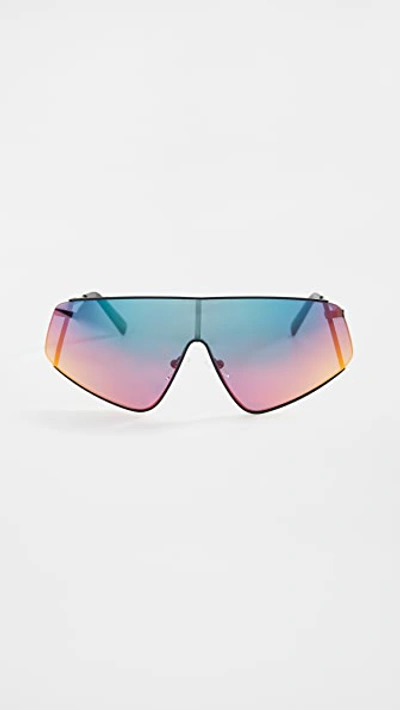 Le Specs Blade Stunner Sunglasses In Matte Black Sunset Mirror