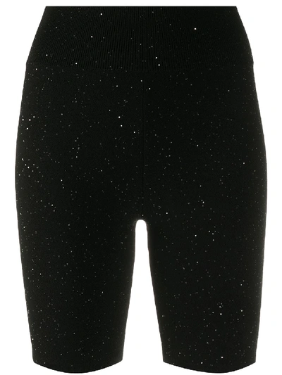 Area Sequinned Knit Bicycle Shorts In Black