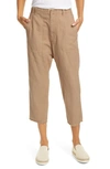 Nili Lotan Natalia Cropped Cotton And Linen-blend Twill Wide-leg Pants In Desert Sand