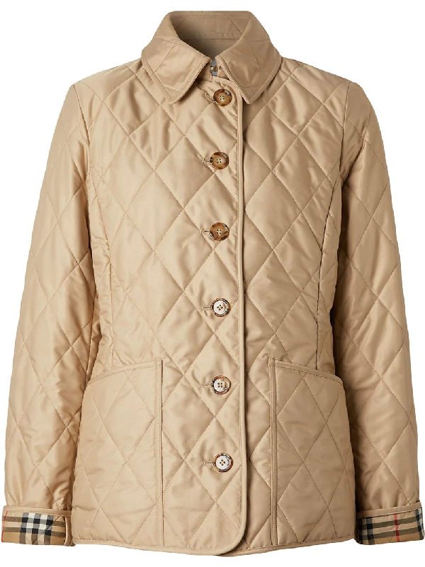 Burberry Fernleigh Thermoregulated Diamond Quilted Jacket In Brown
