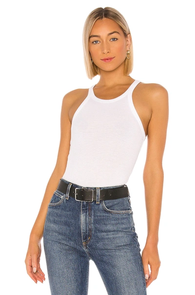 Lna Ribbed Skinny Racer Tank In White