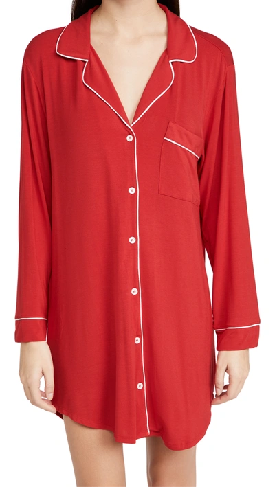 Eberjey Gisele Sleepshirt In Haute Red/ivory