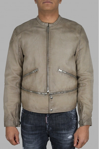 Golden Goose Leather Jacket In #e5d2c4