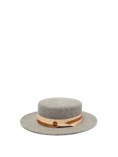 Maison Michel Kiki Felt Boater Hat In Grey