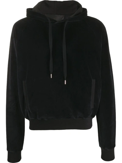 Haider Ackermann Hooded Cotton-blend Velour Sweatshirt In Coloane Black