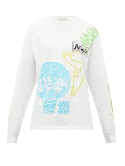 Aries French Monster Logo-print Cotton T-shirt In White