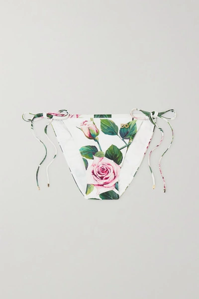Dolce & Gabbana Tanga Floral-print Bikini Briefs In White
