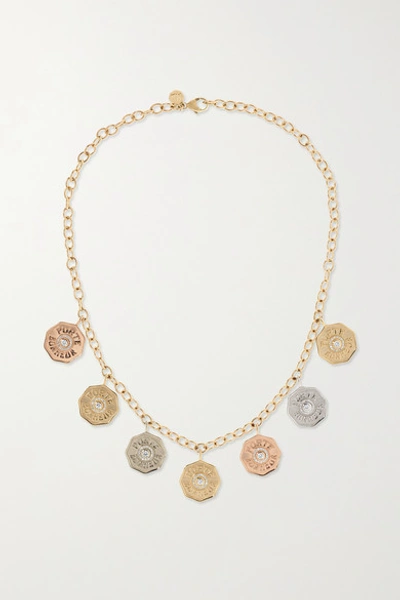 Marlo Laz Rhapsody 14-karat Yellow, Rose And White Gold Diamond Necklace