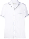 Officine Generale Jeffrey Piping Trim Short-sleeve Shirt In White Navy