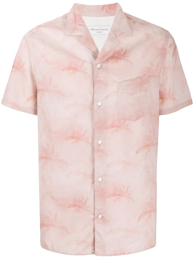 Officine Generale Dario Short Sleeve Button-up Shirt In Pink