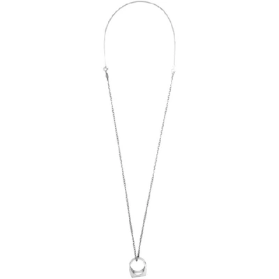 Maison Margiela Perforated Ring Pendant Necklace In 951 Silver