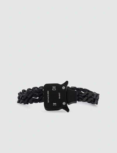 Alyx Leather-trimmed Silver-tone Bracelet In Black