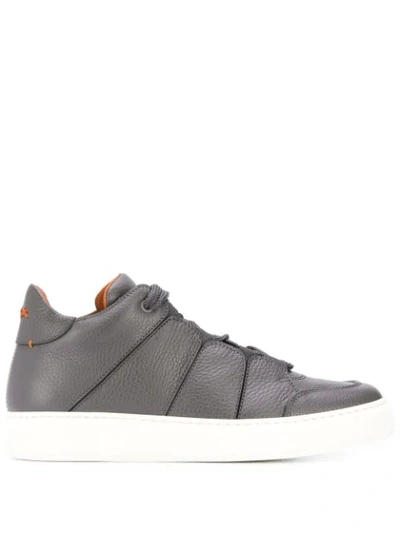 Ermenegildo Zegna Full-grain Leather Sneakers In Grey