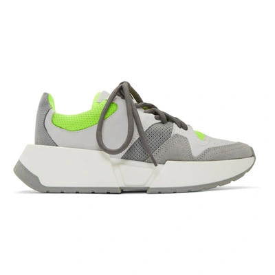 Mm6 Maison Margiela Grey And Green Chunky Sneakers In H7964 Cemen