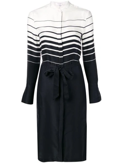 Equipment Roseabelle Striped Colorblock Button-front Long-sleeve Dress In Nature White Eclipse