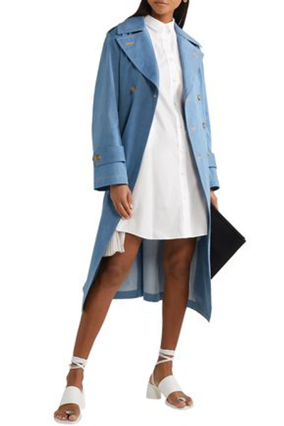 Junya Watanabe Double-breasted Denim Trench Coat In Light Blue
