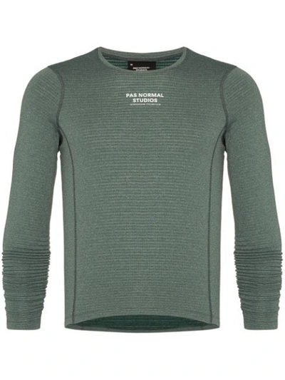 Pas Normal Studios Control Mélange Polartec Power Wool Cycling Base Layer In Green