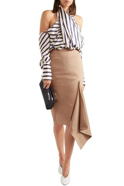 Monse Asymmetric Cotton-blend Gabardine Skirt In Sand