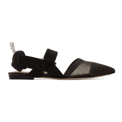 Fendi Colibri Mesh Pointed Toe Slingback Flat In Black ModeSens