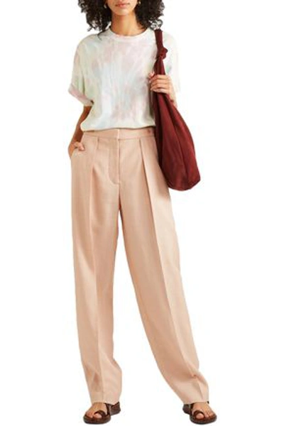 Stella Mccartney Pleated Slub Grain De Poudre Wide-leg Pants In Blush